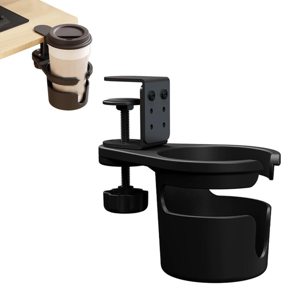 HASTHIP® Desk Cup Holder,Under Table Cup Holder Anti-Spill Water Bottle Stand Clamp for Home Office and School-Black HASTHIP® Desk Cup Holder,Under Table Cup Holder Anti-Spill Water Bottle Stand Clamp for Home Office and School-Black